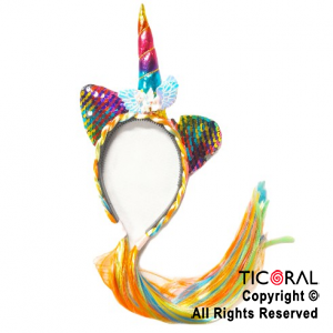 VINCHA UNICORNIO MULTICOLOR CON TRENZAS X 1